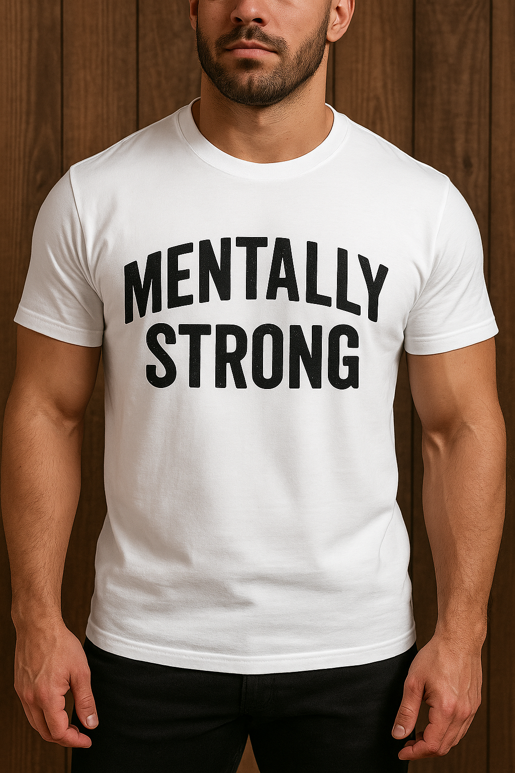 Mentally Strong, Letter Print Slogan Phrase T-shirt , Round Neck Tee Casual Clothing, Unisex Clothing