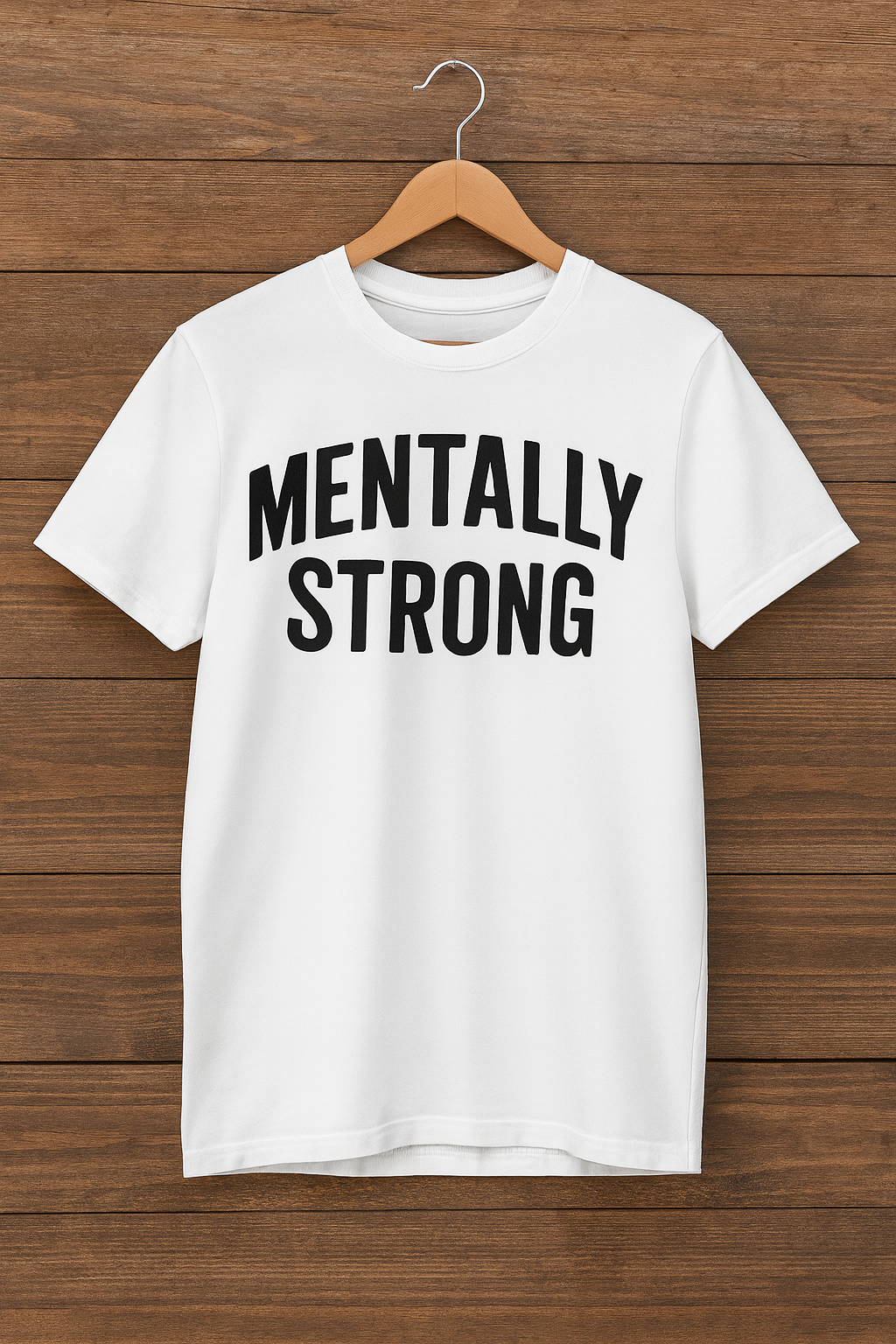 Mentally Strong, Letter Print Slogan Phrase T-shirt , Round Neck Tee Casual Clothing, Unisex Clothing