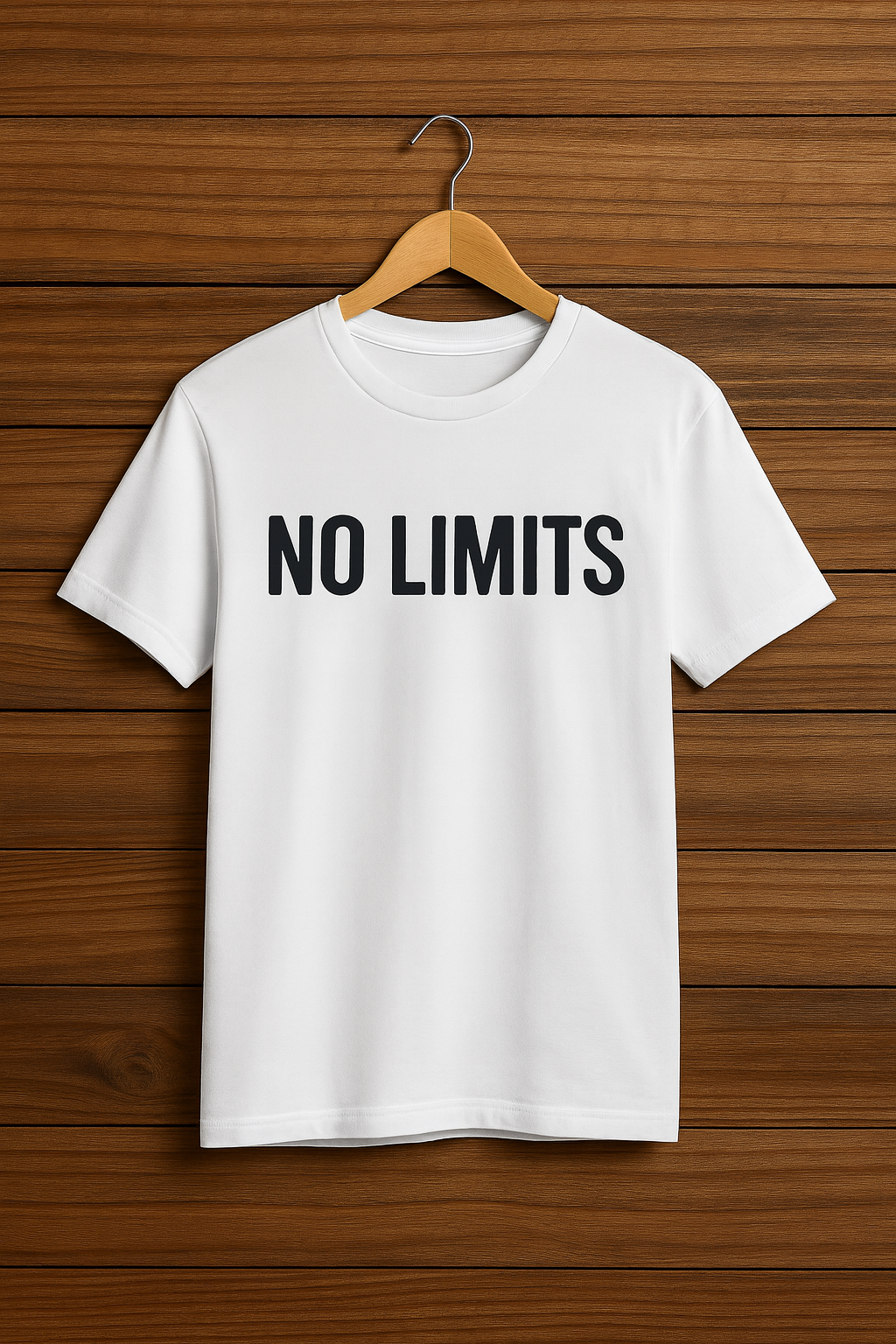 No Limits, Letter Print Slogan Phrase T-shirt , Round Neck Tee Casual Clothing, Unisex Clothing